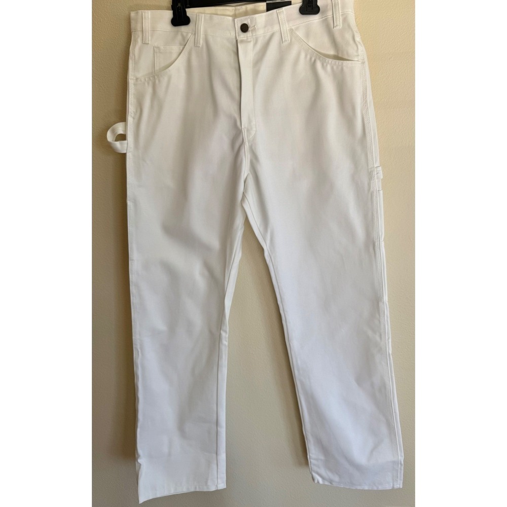 Dickies Men's 36x34 Utility Pants White Relaxed hammer Tool Pockets NWT